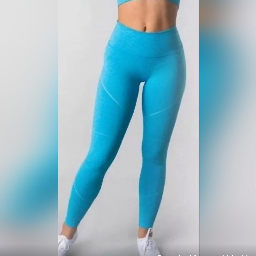 Alphalete Blue High-Waisted Compression Leggings | Shapewear Leggings